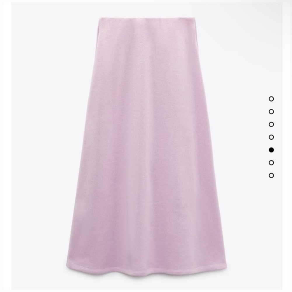 ZARA Soft Knit A-Line Pull-On Midi Skirt Women’s Small Lavender Winter Cozy - Picture 4 of 9
